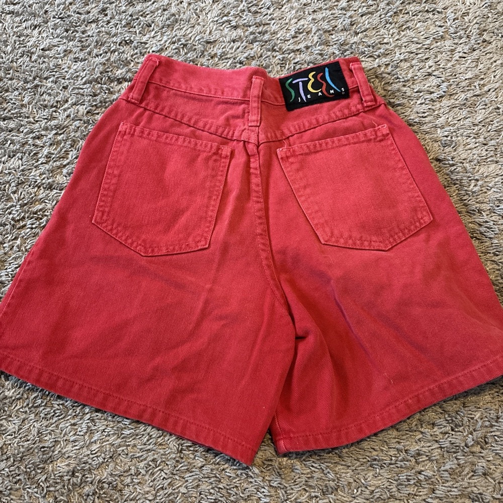 Vintage Steel Jeans 80s‎ 90s Y2K High Rise Red Shorts sz 3 USA High Rise EUC - Picture 4 of 5